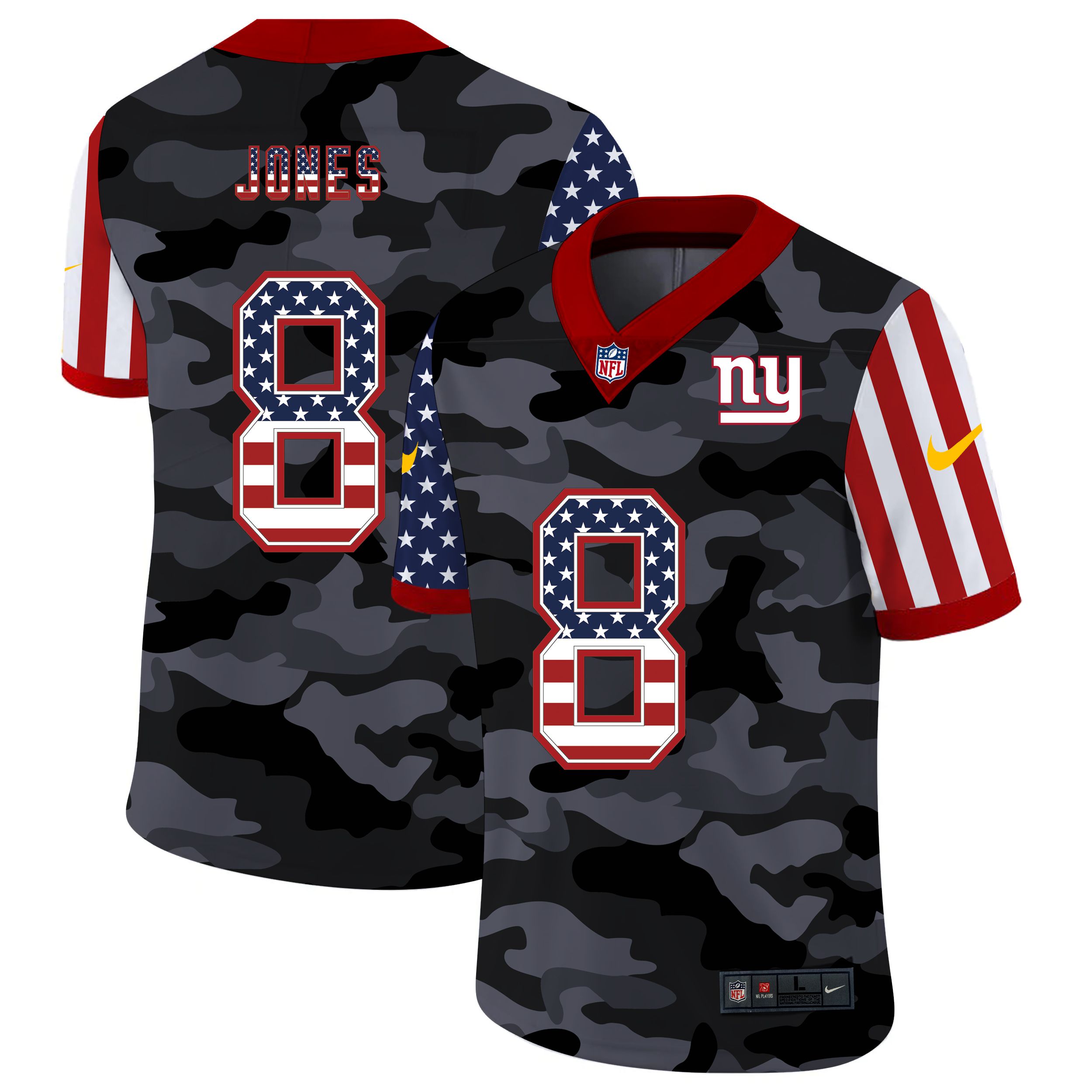 Men New York Giants #8 Jones 2020 Nike USA Camo Salute to Service Limited NFL Jerseys